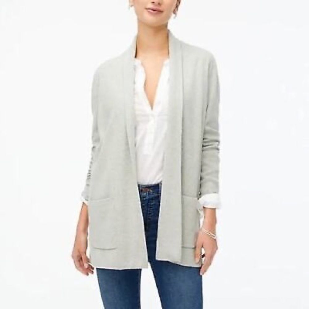 J. Crew Chelsea Sweater Blazer Gray Open Cardigan Size Small